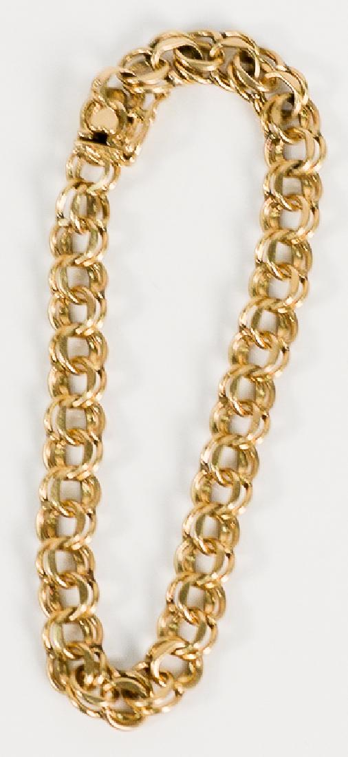 14 karat gold charm bracelet (no charms).  lg. 7 1/2 (1 of 3)