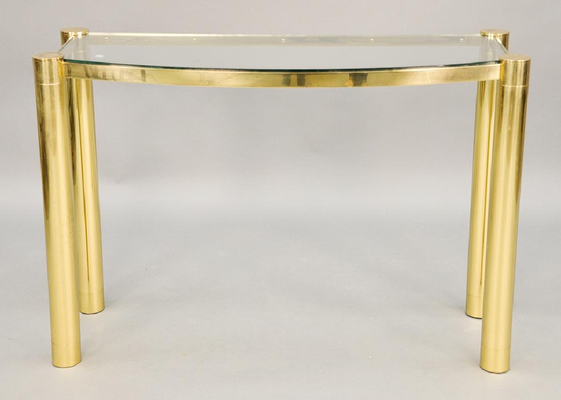 Karl Springer brass and glass console table, signed on (1 of 6)