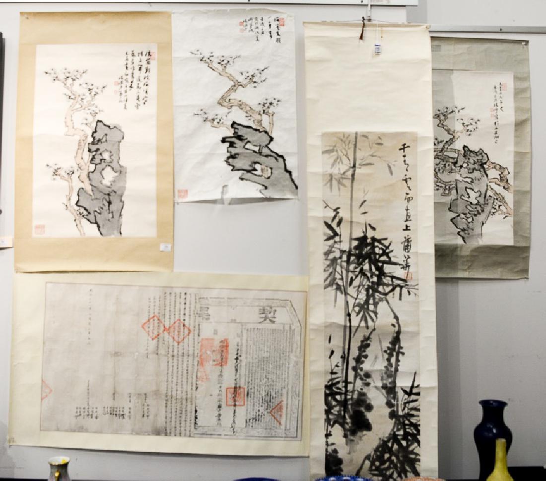 Five Oriental scrolls including three blossoming (1 of 5)
