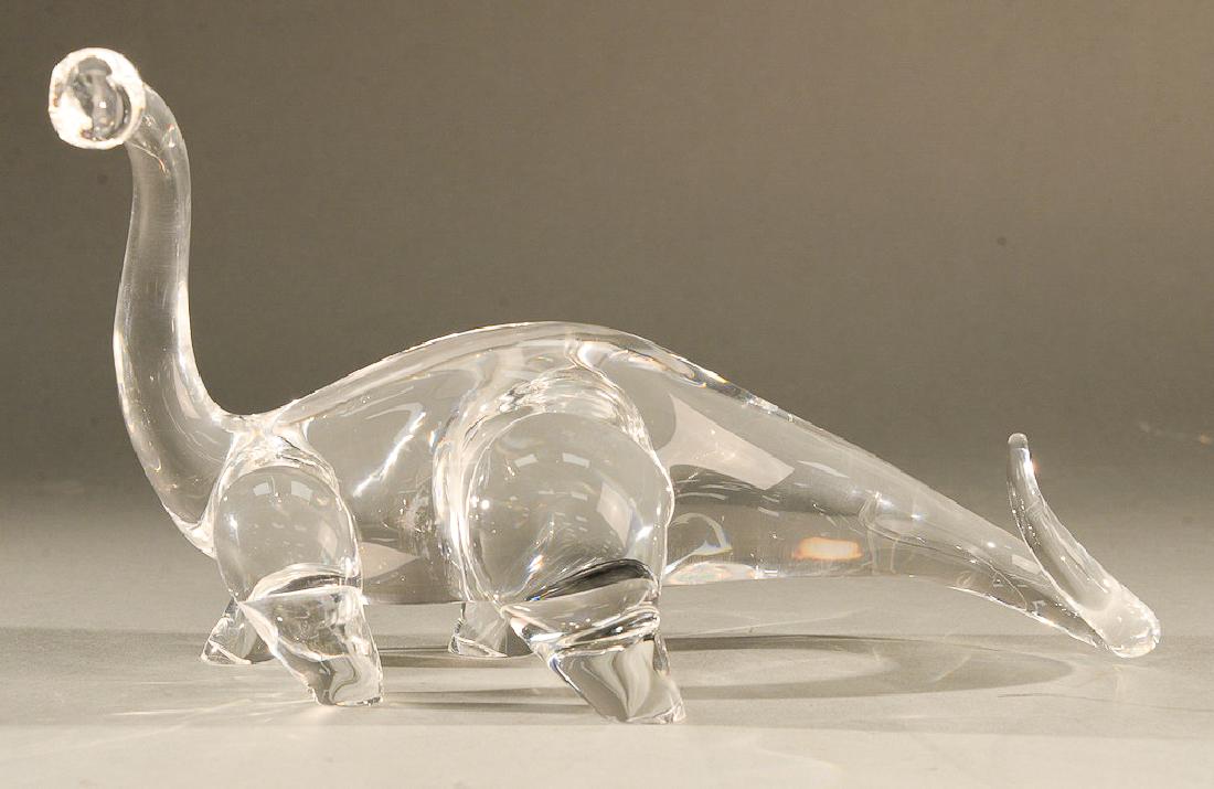 Steuben glass dinosaur, crystal sculpture in standing (1 of 4)