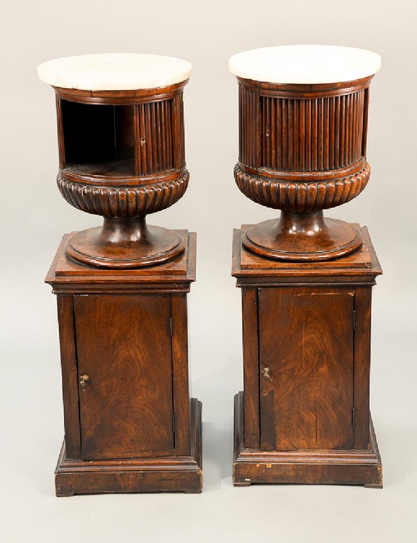 Pair of mahogany classical style cabinets with marble (1 of 6)