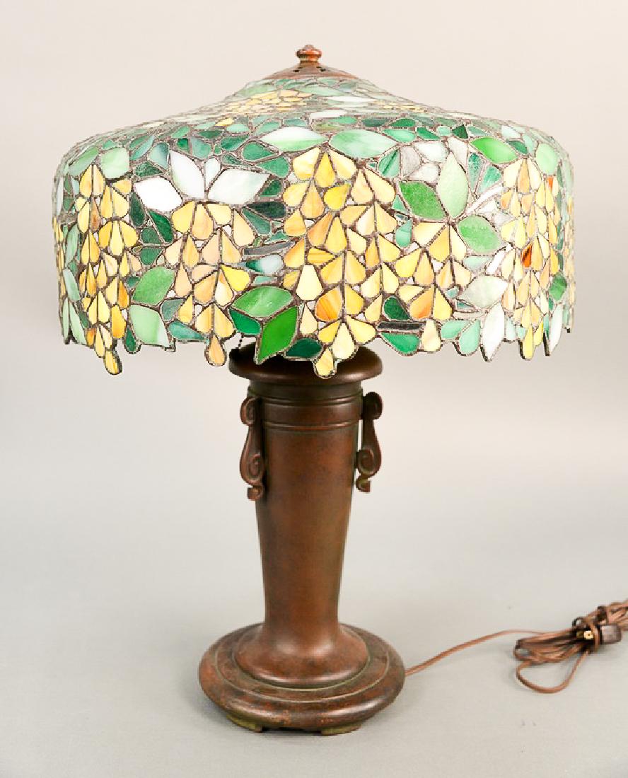 Handel table lamp having leaded stained glass shade (1 of 7)