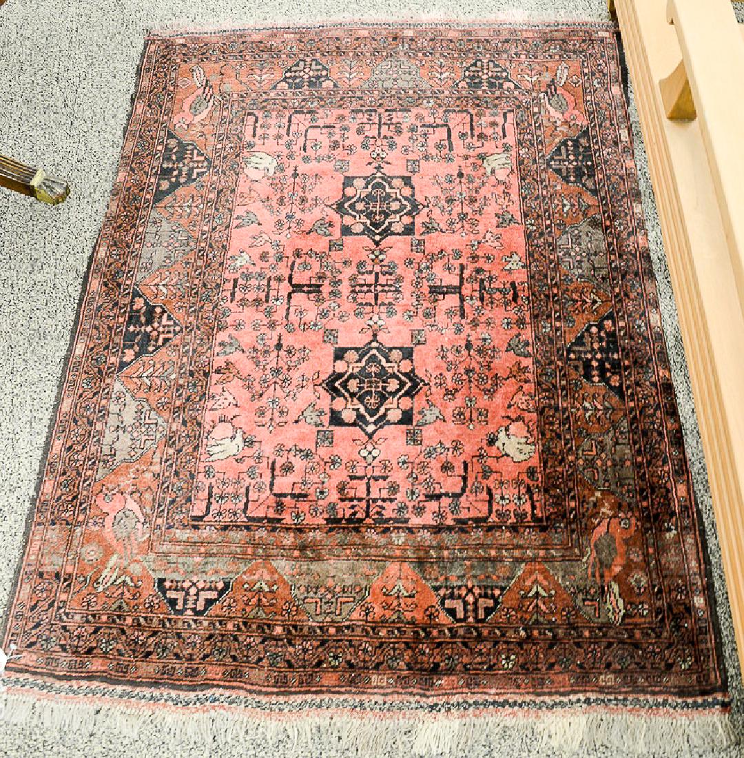 Oriental throw rug. 3'5" x 4'6": Oriental throw rug. 3'5" x 4'6"
