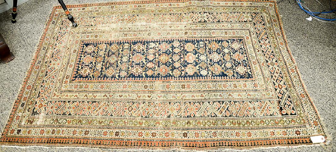 Caucasian Oriental throw rug (wear).  4' x 5'9" (1 of 5)