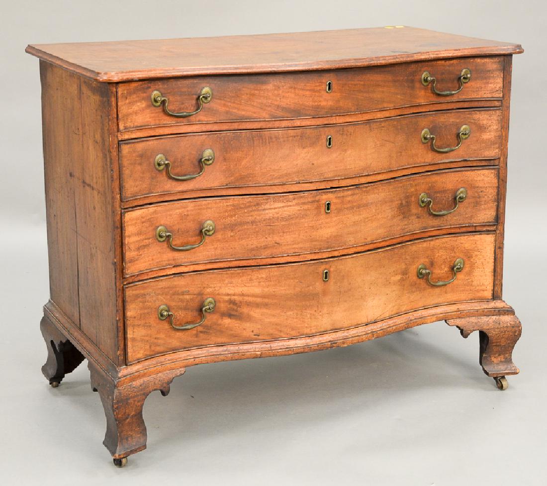 Chippendale mahogany serpentine front chest having four (1 of 7)