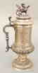 Continental silver tankard with winged griffin finial,