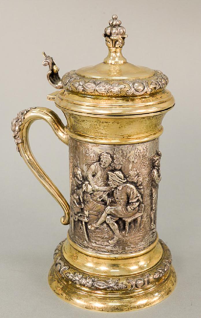 Continental silver tankard top and bottom gilt (1 of 6)
