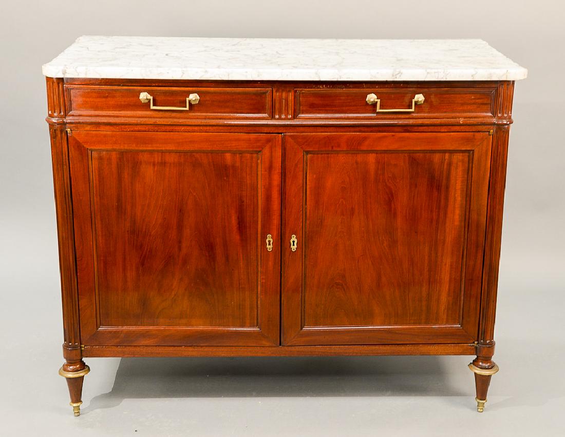 Louis XV style mahogany cabinet having marble top with (1 of 5)
