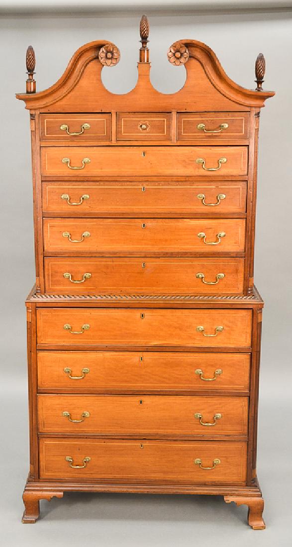 Chippendale cherry chest on chest in two parts, upper (1 of 9)