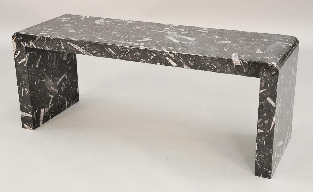 Black Fossil marble bench, having orthoceras specimens, (1 of 5)