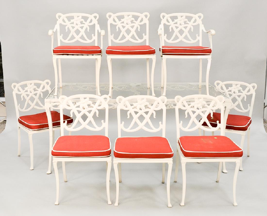 Brown Jordan ten piece patio set with glass top table (1 of 7)