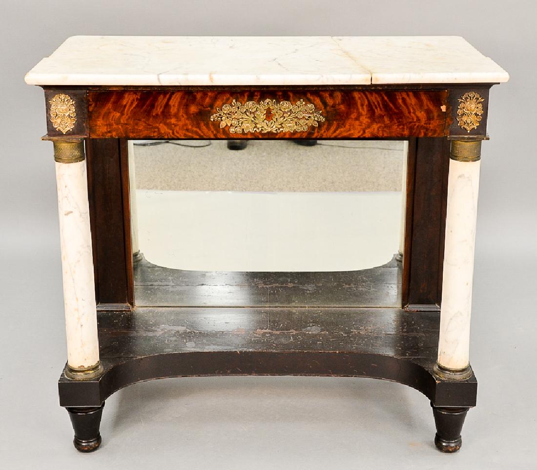 Empire mahogany pier table, having marble top over (1 of 8)