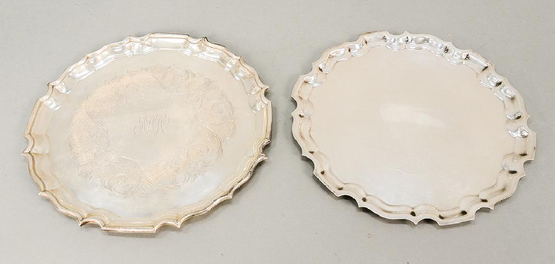 Two sterling silver salvers, one marked Birks.  dia. 12 (1 of 4)