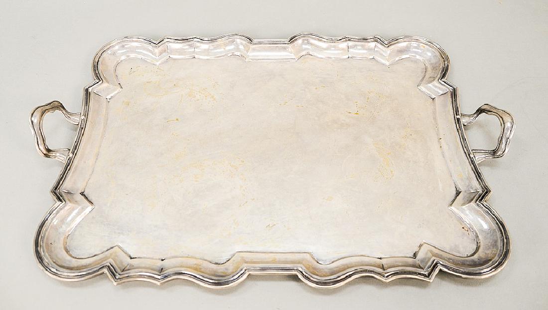 Sterling silver shaped tray with two handles, probably (1 of 5)