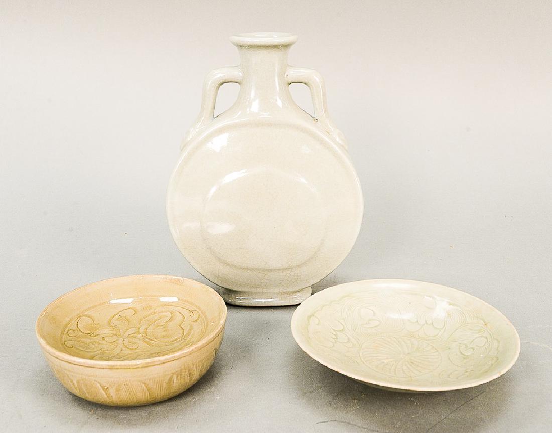 Three glazed Chinese pieces to include a celadon glazed (1 of 9)