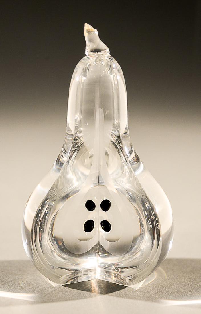 Steuben crystal pear with four jade seeds, designed by (1 of 4)