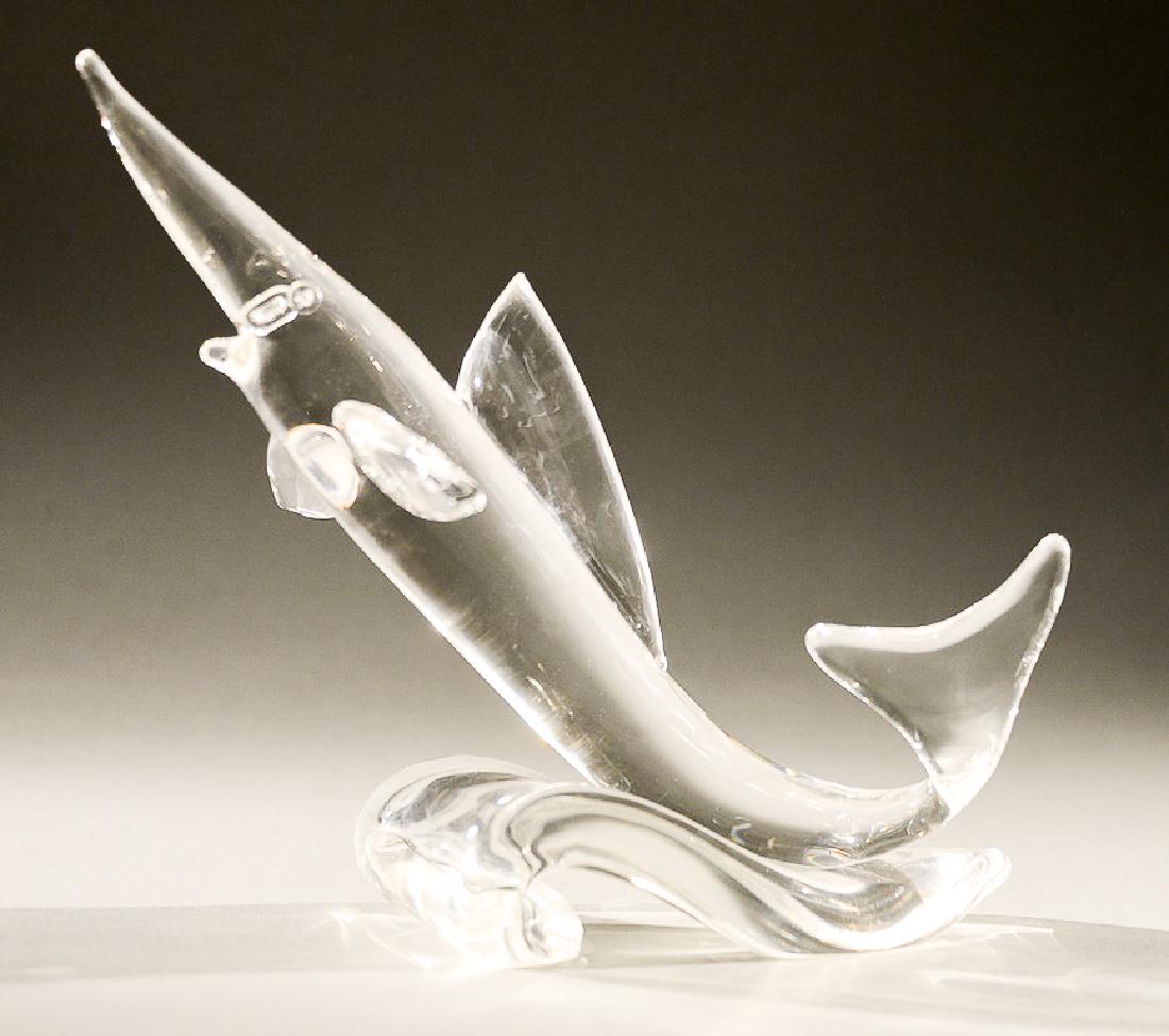 Steuben glass sculpture, "Game Fish" jumping out of (1 of 4)