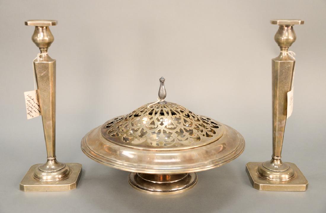 Three piece sterling silver lot including center bowl (1 of 8)