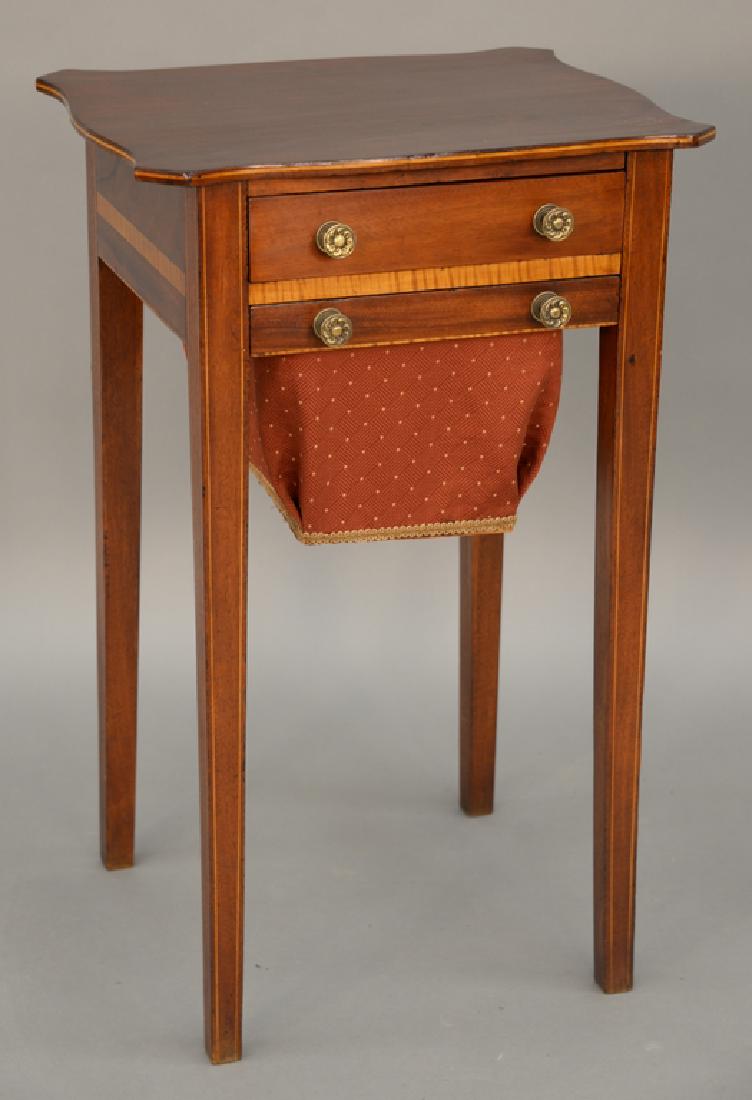 Federal mahogany sewing stand with shaped top over (1 of 6)
