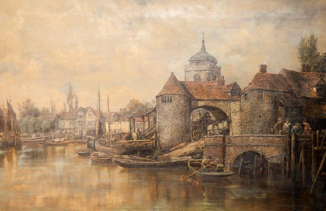 European School  Town on Water's Edge with Boats, (1 of 8)