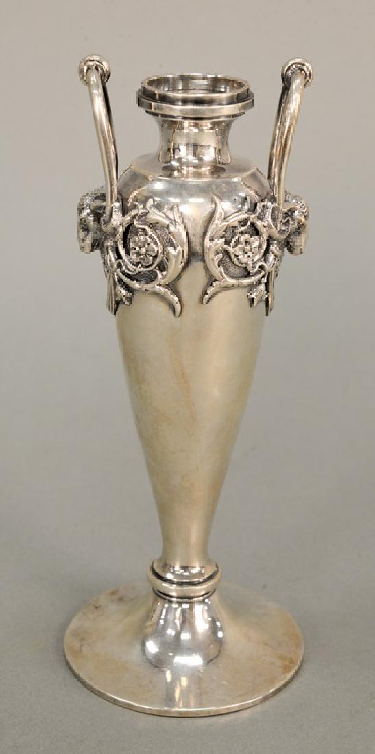 Gorham sterling silver vase with rams heads.  ht. 8 (1 of 6)