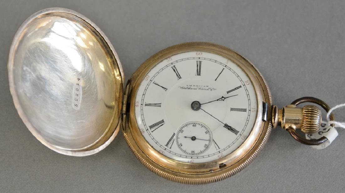 Waltham closed face pocket watch, works signed P.: Waltham closed face pocket watch, works signed P. Bartlett, gold plated (case worn), 55.5mm