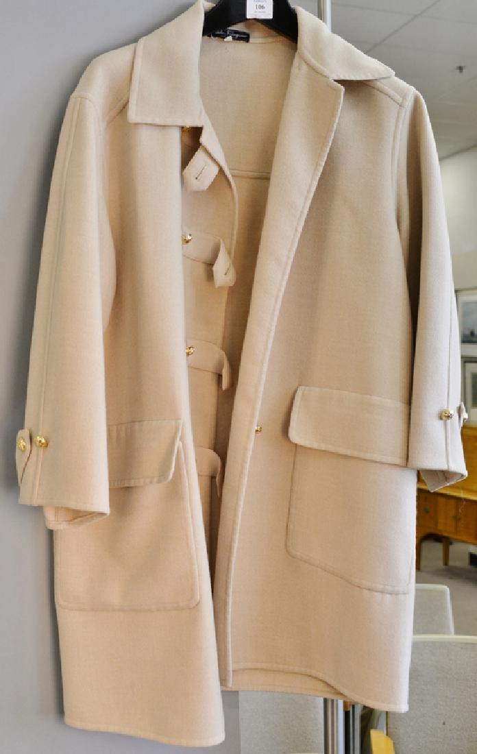Salvatore Ferragamo ladys coat or jacket, beige wool,: Salvatore Ferragamo ladys coat or jacket, beige wool, size medium.