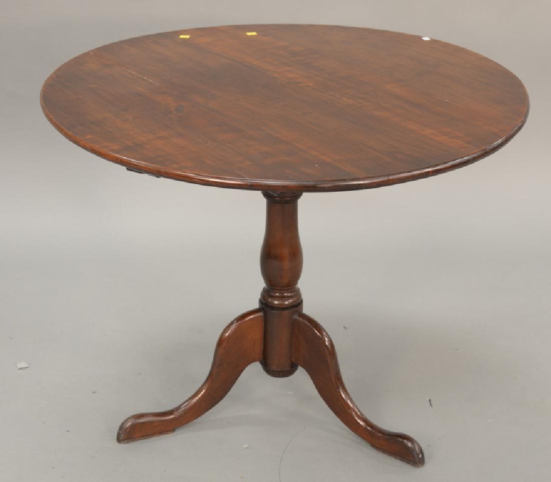 Federal cherry tip and turn tea table, ht. 28 1/2 in.,: Federal cherry tip and turn tea table, ht. 28 1/2 in., dia. 27 in.