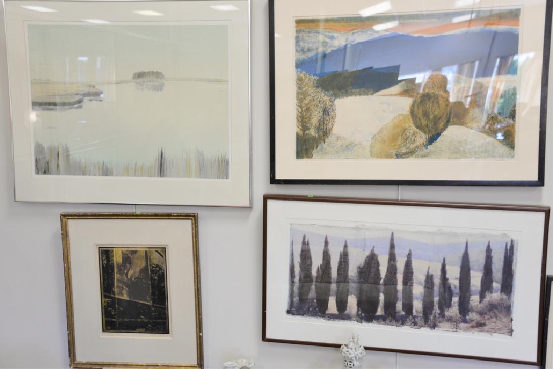 Group of six lithographs and prints to include Ed: Group of six lithographs and prints to include Ed O'Connell print "Architectonic Mirage"; Guy Bardone colored lithograph, pencil signed Bardone, EA.; Silva Roth colored lithograph; Queenborough Street