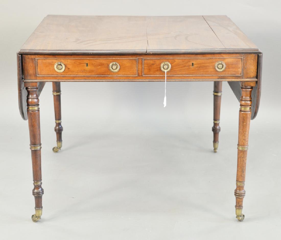 George IV mahogany drop leaf table with two drawers,: George IV mahogany drop leaf table with two drawers, circa 1830.