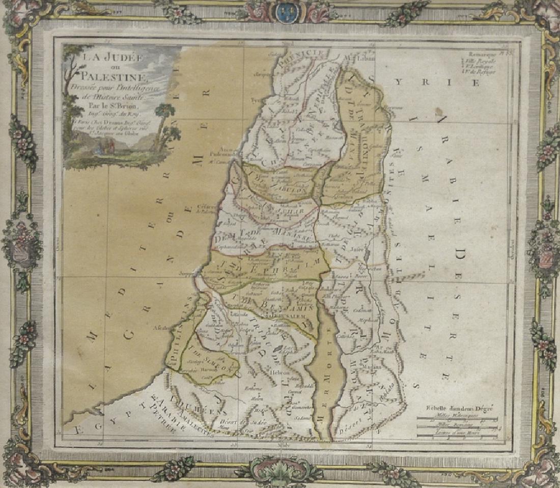Two framed maps including Abraham Ortelius Cypri: Two framed maps including Abraham Ortelius Cypri Insulae Nova Descript 1573 hand colored engraved map and La Judee ou Palestine, George du Rey Paris map. sight size 11 1/4" x 13" and 14" x 19 1/2"