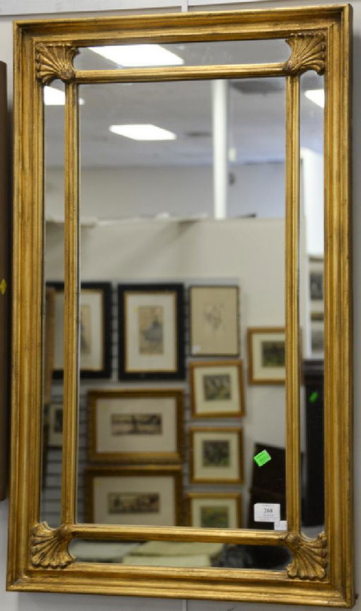 Pair Of Contemporary Gold Framed Rectangular Mirrors