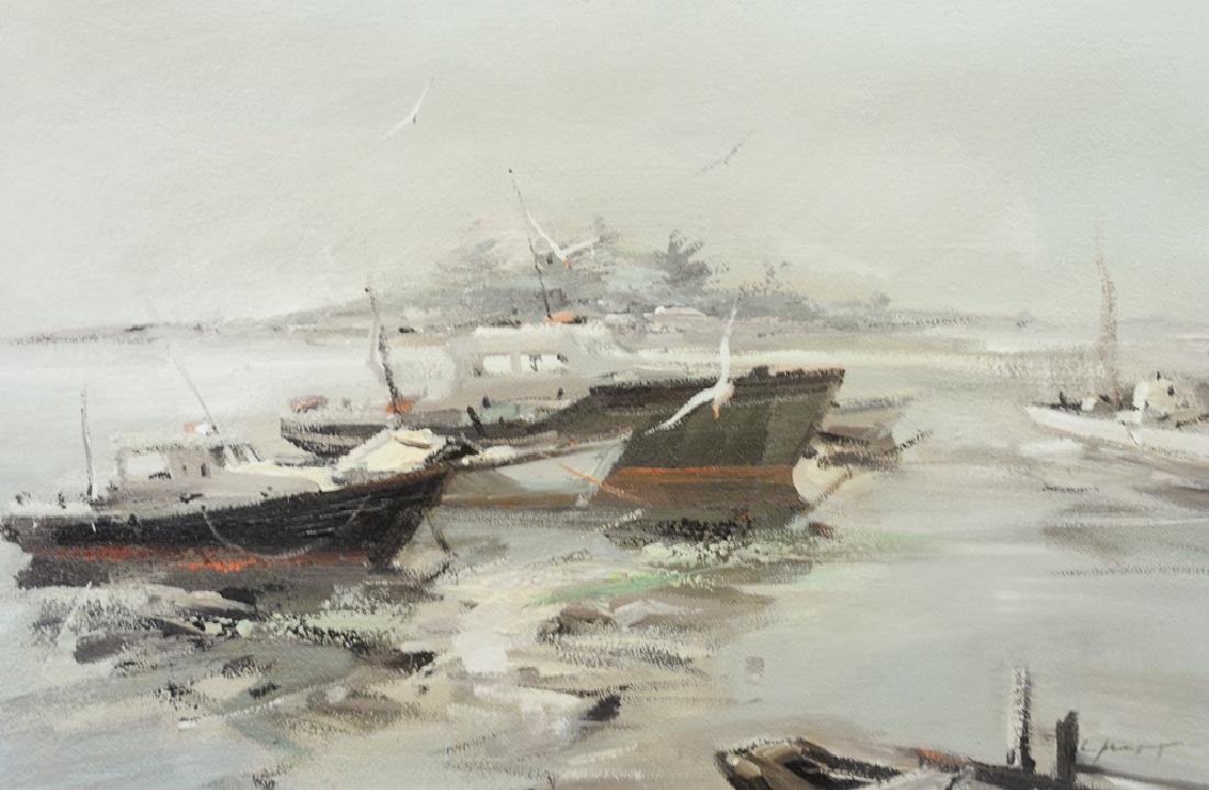 Oil on board, "Thimble Islands" Connecticut, Charles: Oil on board, "Thimble Islands" Connecticut, Charles Gruppe studio, paper label on back, 24" x 36"