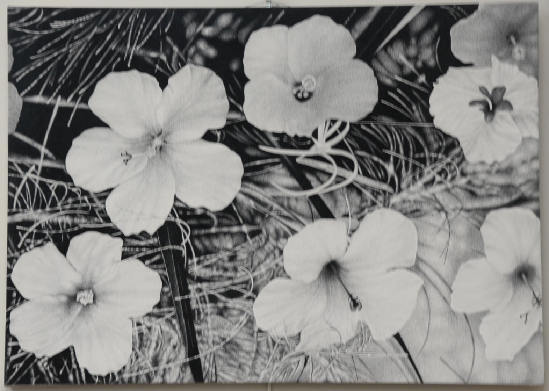 Stephen Bitterolf (20th Century), acrylic on linen,: Stephen Bitterolf (20th Century), acrylic on linen, Flowers Black and White, 30" x 42". Provenance: An Estate from 5th Avenue, New York