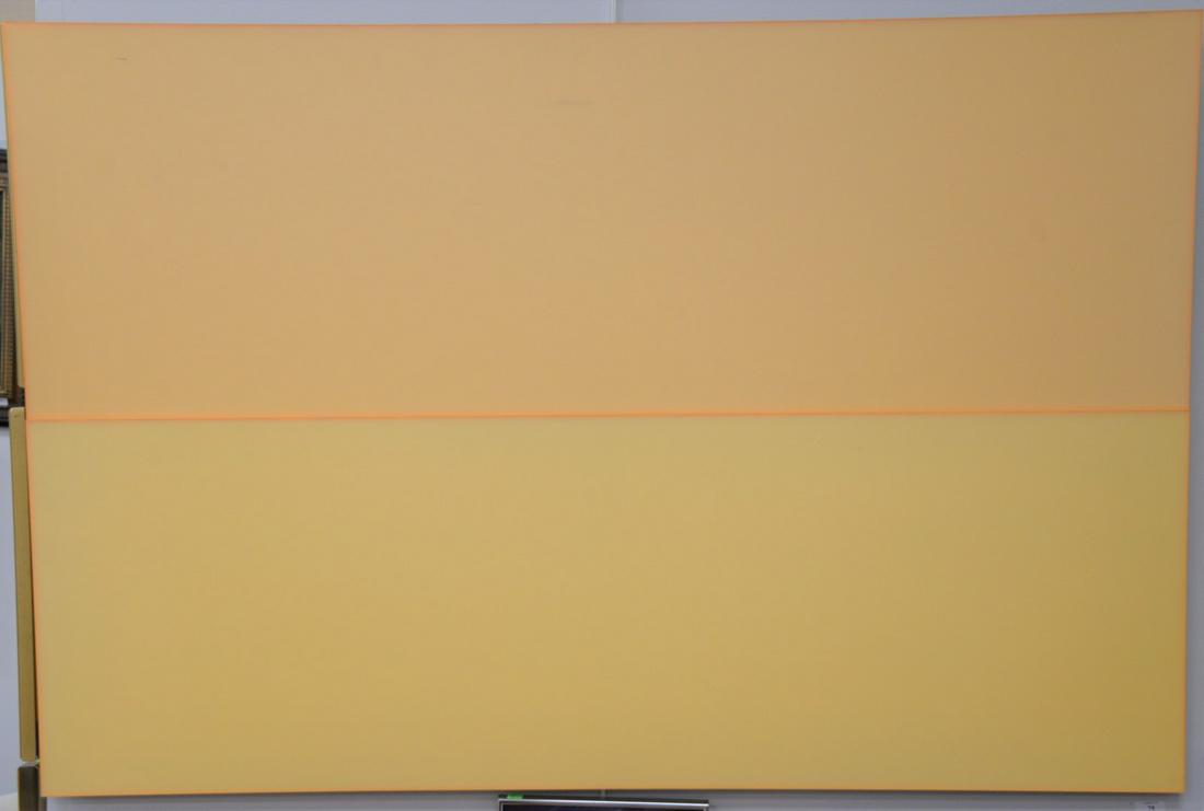 Tim Litzmann, acrylic, "Yellow, Orange", Mary Boone: Tim Litzmann, acrylic, "Yellow, Orange", Mary Boone Gallery lable on back, 40" x 60"