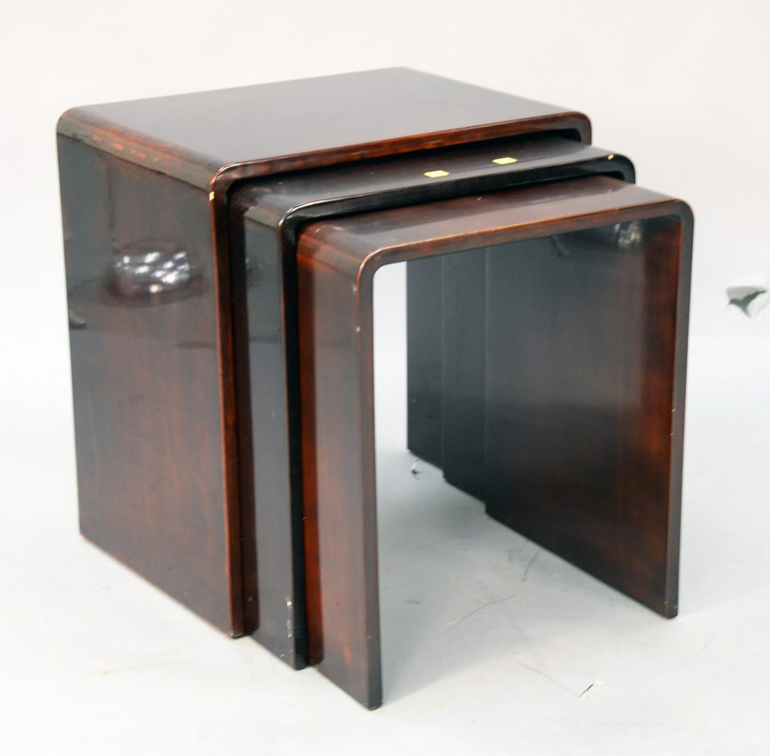 Rae Kasian set of three lacquered nesting tables,: Rae Kasian set of three lacquered nesting tables, tallest: 21 in.