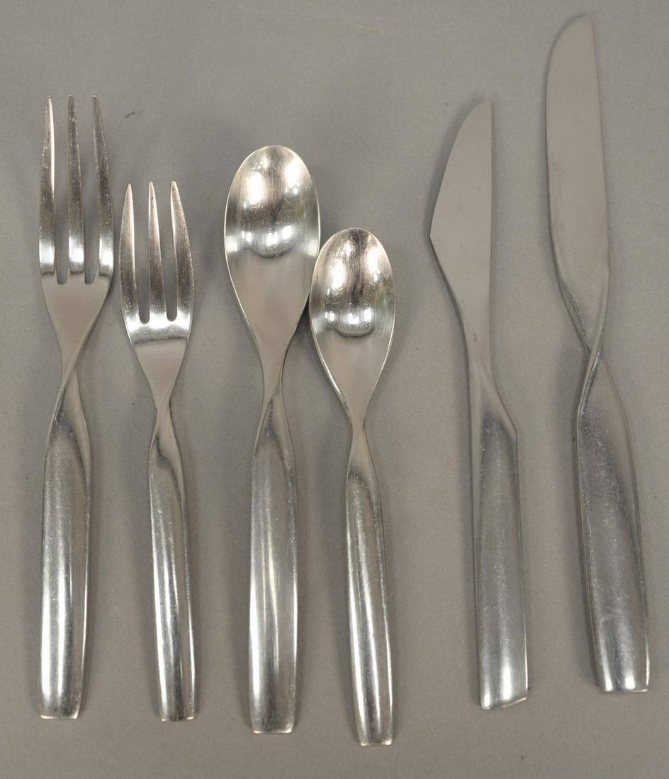 Sasaki Ward Bennett modern stainless flatware set.: Sasaki Ward Bennett modern stainless flatware set.