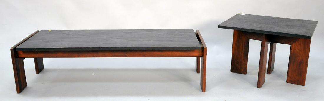 Brutalist Adrian Pearsall coffee table and side table: Brutalist Adrian Pearsall coffee table and side table by Craft Associates. coffee table ht. 15 in., top: 22" x 58". side table ht. 20 in., top: 22" x 27".