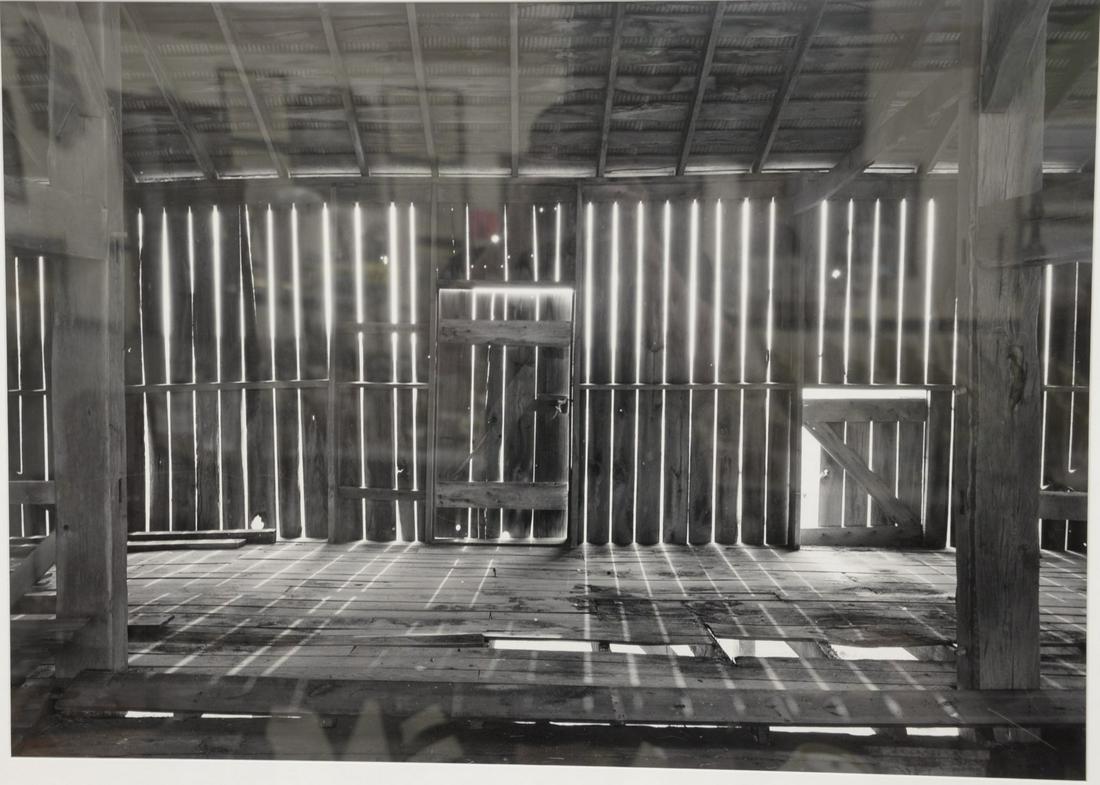 Michael Johnson (B 1949), silver gelatin print, "Barn: Michael Johnson (B 1949), silver gelatin print, "Barn Interior", Corporate Art Directions label on back. 38" x 48". Provenance: Property from the Credit Suisse Americana Collection