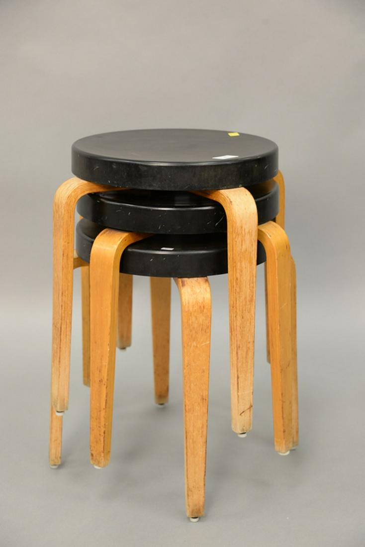 Set of three stacking Thonet stools, ht. 18 in., dia.: Set of three stacking Thonet stools, ht. 18 in., dia. 14 in., Provenance: An Estate from 5th Avenue, New York