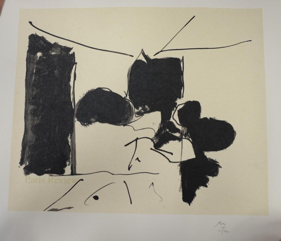 Robert Motherwell, lithograph, "Paris Review", pencil: Robert Motherwell, lithograph, "Paris Review", pencil initialed and numbered lower right, RM 11/100. sheet size: 10 3/4" x 22 1/2".