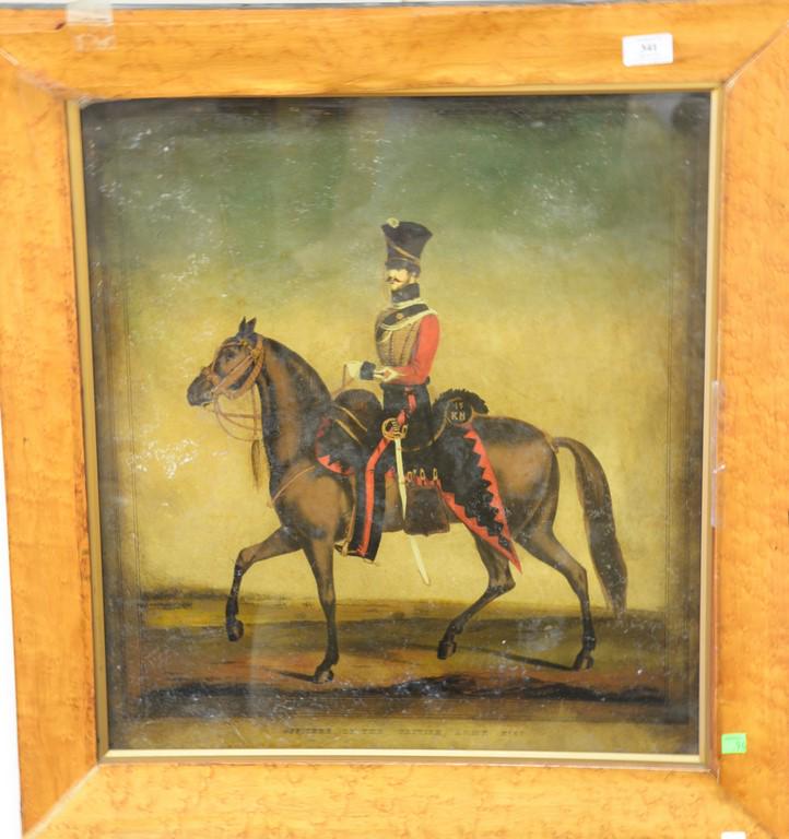 British school reverse mezzotint on glass, 19th: British school reverse mezzotint on glass, 19th century, Officers of the British Army no. 42. 24 1/2" x 22 ".