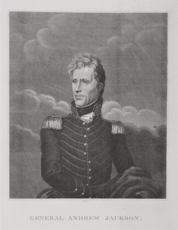 JOHN RUBENS SMITH AFTER JOHN VANDERLYN General Andrew: JOHN RUBENS SMITH AFTER JOHN VANDERLYN General Andrew Jackson Copperplate line engraving, 'Smith scul.', nd. [c. 1820], np. [New York?]; 10 1/2 x 8 in. platemark and 18 x 11 1/2 in. overall; conservat