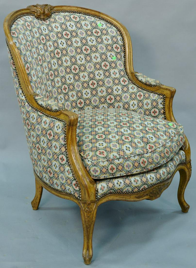 Louis XV style bergere with custom upholstery. wd. 35: Louis XV style bergere with custom upholstery. wd. 35 in.