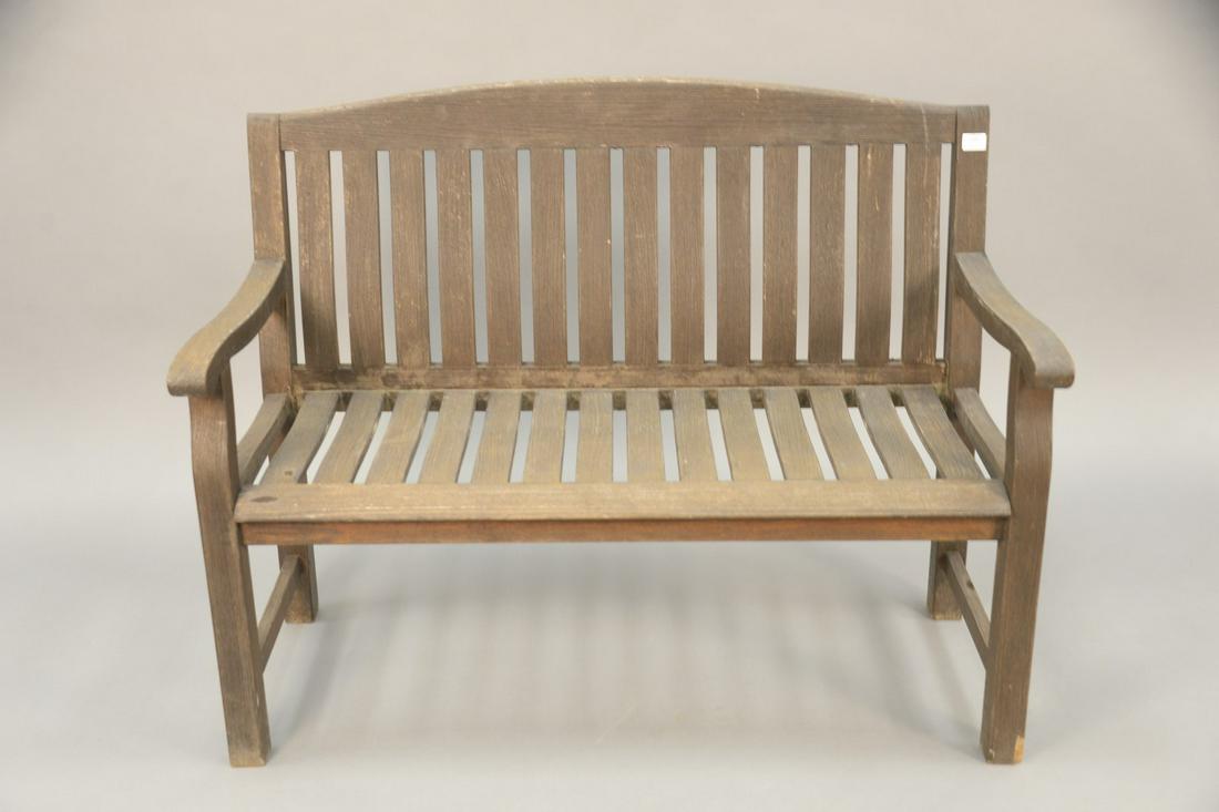 Teak bench with slat back. lg. 49 in.: Teak bench with slat back. lg. 49 in.
