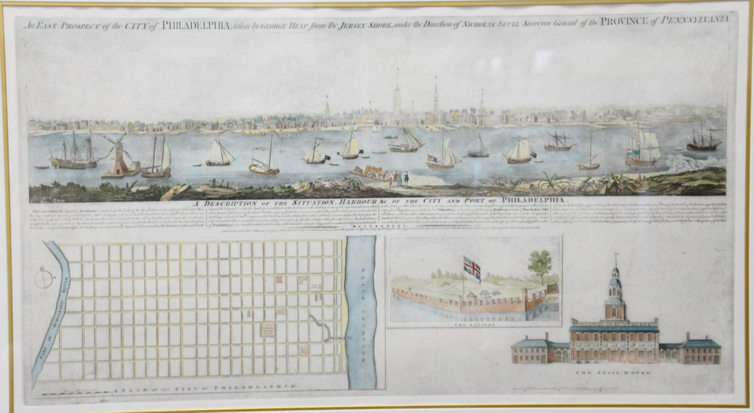 After George Heap, "The East Prospect of the City of: After George Heap, "The East Prospect of the City of Philadelphia" taken by George Heap from the Jersey Shore, under the Direction of Nicholas Scull Surveyor General of the Province of Pennsylvania. p