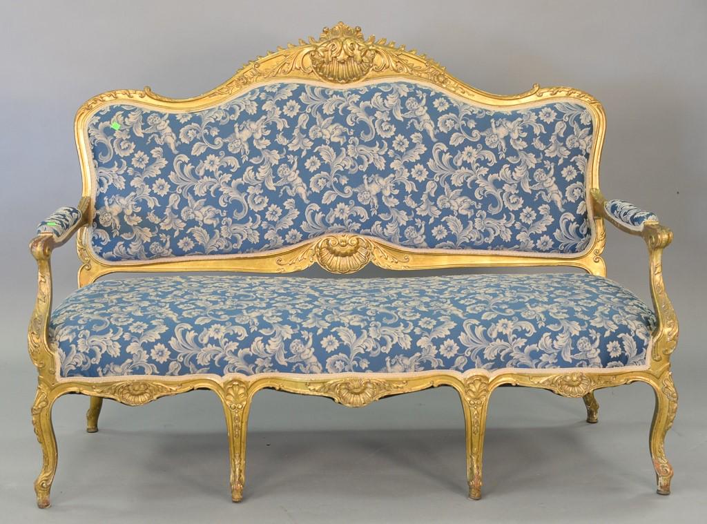 Louis XV style settee. ht. 44 1/2 in., lg. 62 in.: Louis XV style settee. ht. 44 1/2 in., lg. 62 in.