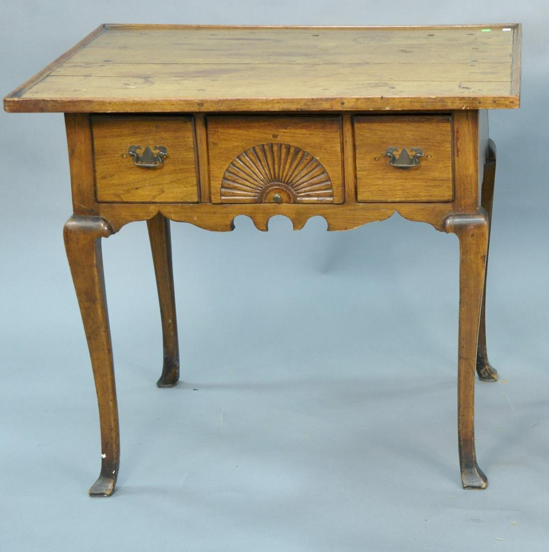 Queen Anne walnut lowboy having top with molded edge,: Queen Anne walnut lowboy having top with molded edge, 18th century (restored). ht. 30 in., top: 26" x 30"