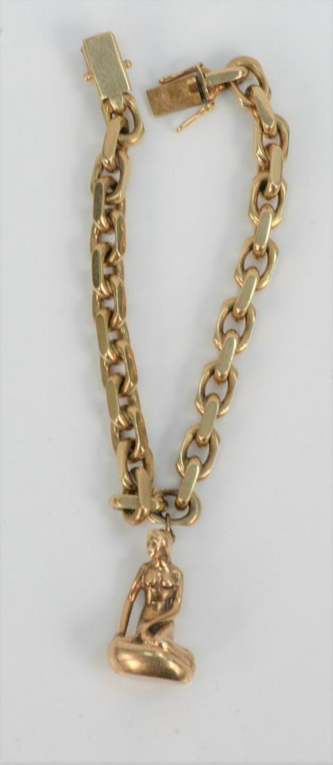 14 Karat Gold Heavy Link Bracelet, with heavy 14 karat (1 of 3)