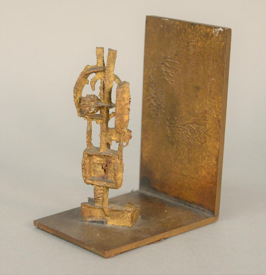 Germaine Richier (1902 - 1959), bronze with gold: Germaine Richier (1902 - 1959), bronze with gold patina, figure with black ground sculpture, unsigned, old label on base marked Richier G. Figure with black ground. height 5 1/4 inches, width 3 inches